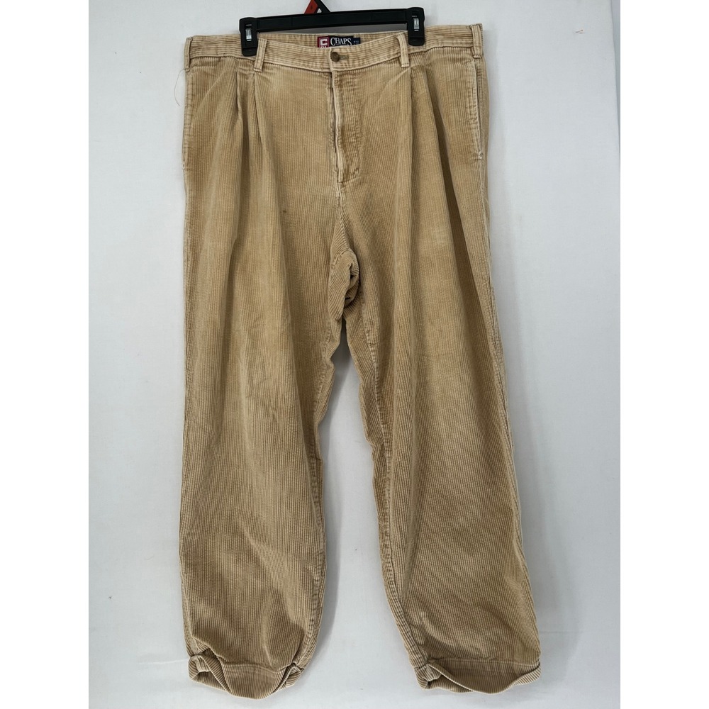 Chaps Ralph Lauren Corduroy Pants Mens 40x32 Tan Pleated Wide Wale Cotton 40x30